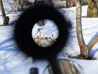 Вид в оптический искатель через перекрестие